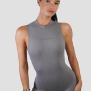 NWT Keep That Pump Sierra Jumpsuit Grey Sleeveless Bodycon Small